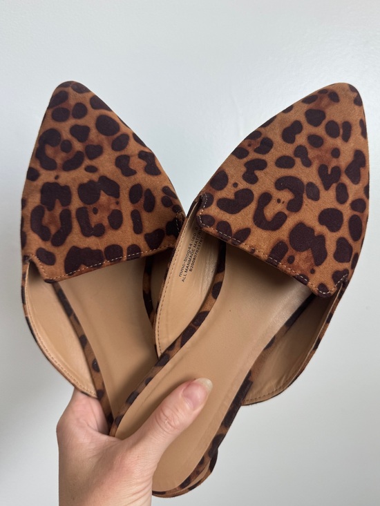 Shoes - Leopard Print Vegan Suede Mule Flats Brown Black Size 8